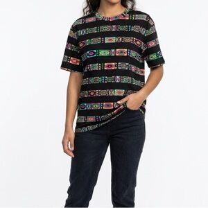 H&M Black Tee with Neon Aztec Print